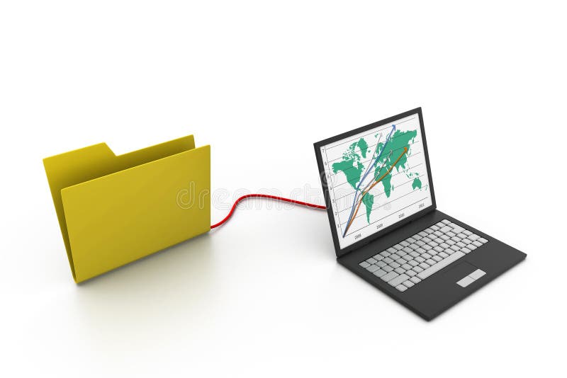 Pasta conectada a um computador ilustração stock