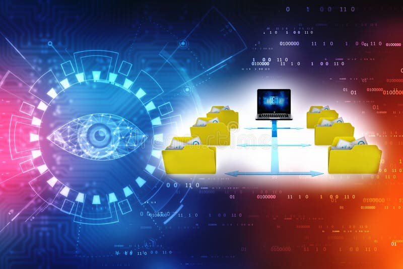 Dobrador da rendição 3d conectado à rede informática ilustração royalty free