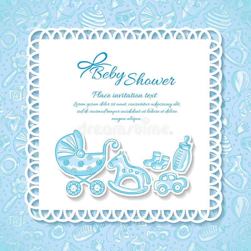 Doccia di bambino, cartolina d'auguri per il neonato illustrazione di stock Doccia di bambino, cartolina d'auguri per il neonato illustrazione di stock
