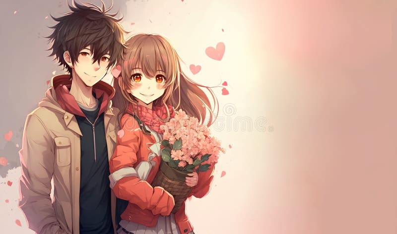 Quadro em Tela Casal testa beijo bonito kawaii no estilo anime conceito de  arte vetorial doce relacionamento 