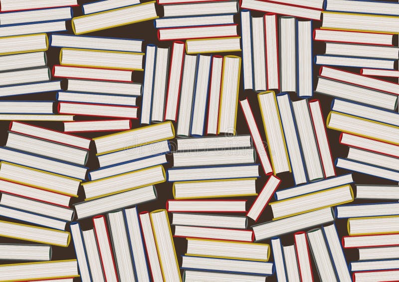 Docenas de libros apilados cara a cara, simbolizando conocimiento y la cultura literaria ilustración del vector Docenas de libros apilados cara a cara, simbolizando conocimiento y la cultura literaria ilustración del vector