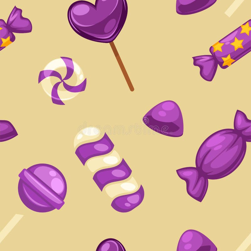 Doces doces deliciosos nas tampas e em pirulitos brilhantes na forma de corações bonitos, bastão listrado e peluche pequena em se ilustração do vetor Doces doces deliciosos nas tampas e em pirulitos brilhantes na forma de corações bonitos, bastão listrado e peluche pequena em se ilustração do vetor