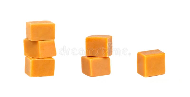 Different groups of caramel candy, isolated on a white background. Different groups of caramel candy, isolated on a white background