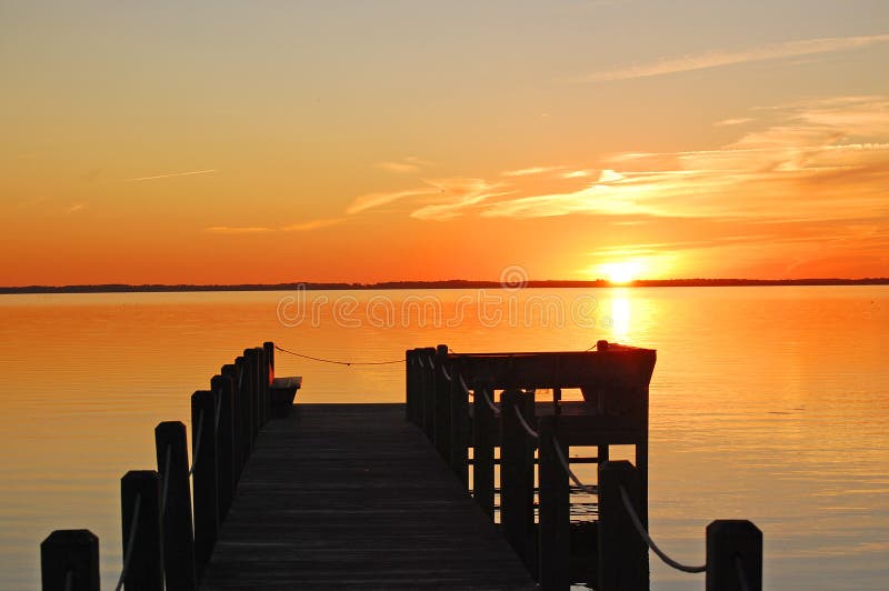 Dock on the Currituck Sound royalty free stock image