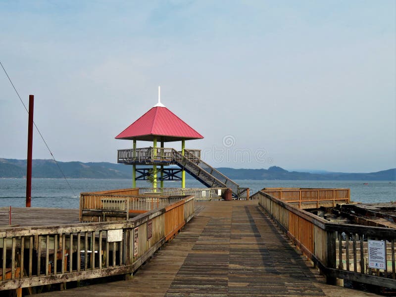 Dock and Pier with a Viewpoint and Lookout on the Waterfront of Astoria
