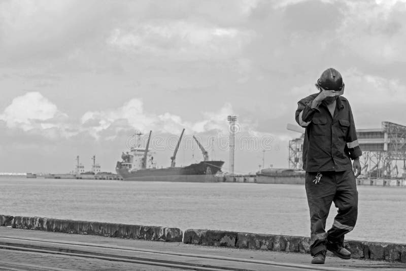 Dock workers finishing their work