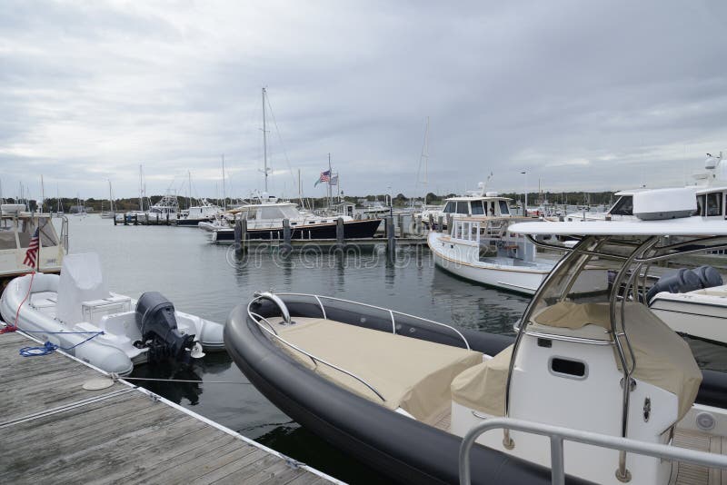 Docked Boats in Harbor in Stonington Connecticut Stock Image Image of