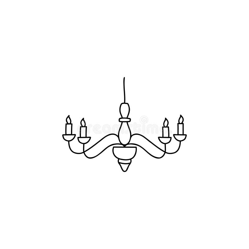 Dockelskiss för chandeliktlykta. klassisk lampa som är isolerad på en enkel bläckhandsvektor med vit bakgrund vektor illustrationer
