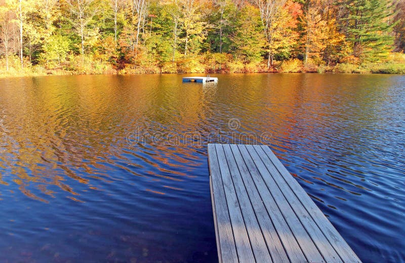 Docks, Grafton Ponds, Grafton, Vermont in Fall colors