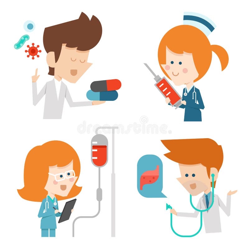 Docter and nurse flat character design