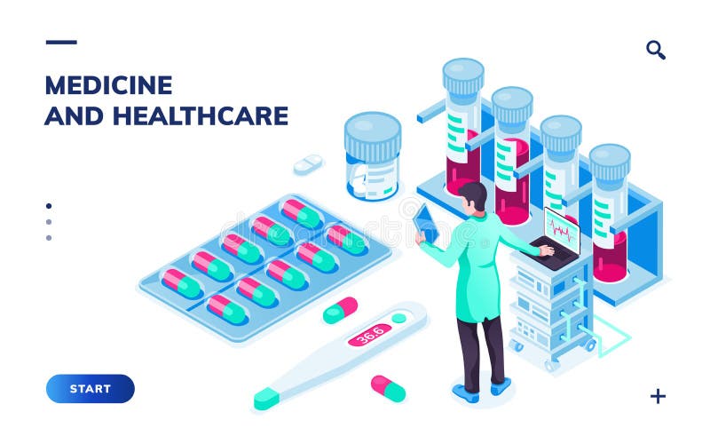 Docteur avec le comprim? ou le pharmacien pr?s des pilules illustration stock Docteur avec le comprim? ou le pharmacien pr?s des pilules illustration stock