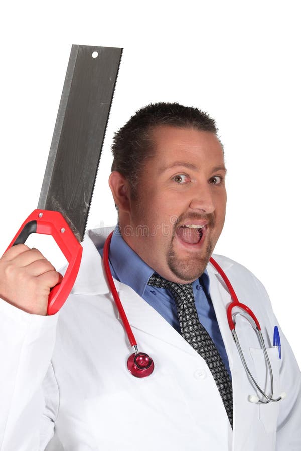 Docteur Avec Une Scie Image Stock Image Du Expressif