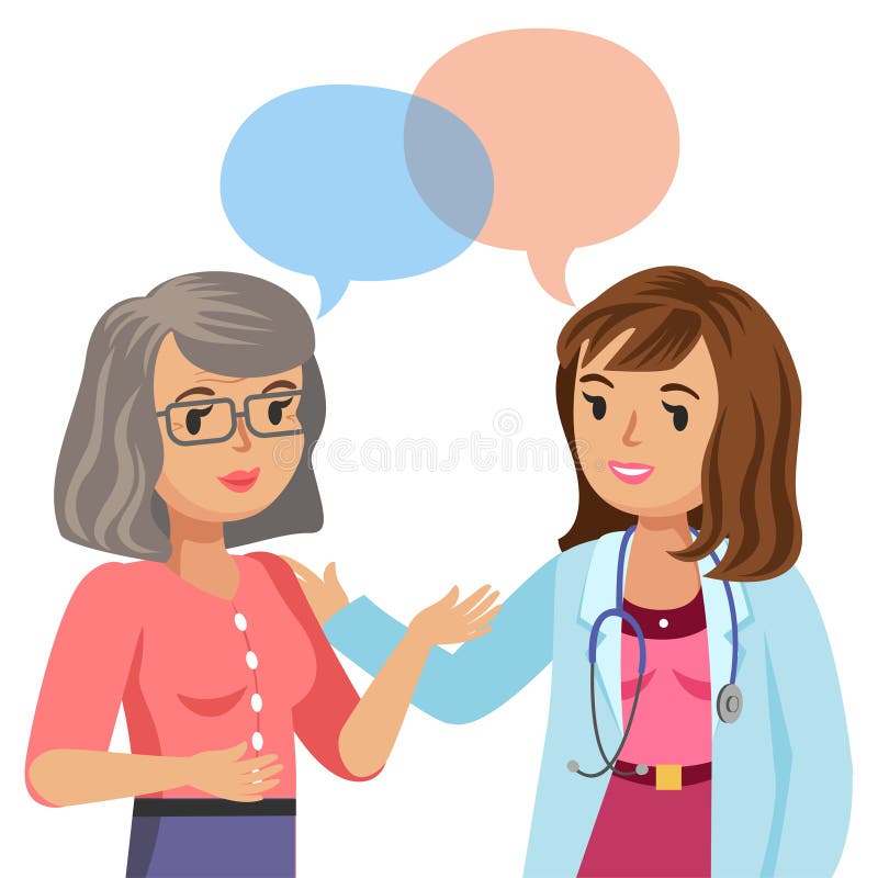 Docteur et patient supérieur Femme parlant au médecin Vecteur illustration de vecteur Docteur et patient supérieur Femme parlant au médecin Vecteur illustration de vecteur