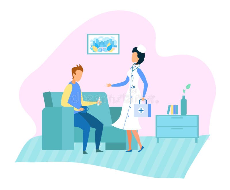 Docteur Home Visits et bande dessinée de services médicaux illustration libre de droits Docteur Home Visits et bande dessinée de services médicaux illustration libre de droits