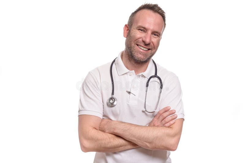 Docteur masculin sûr beau photo libre de droits
