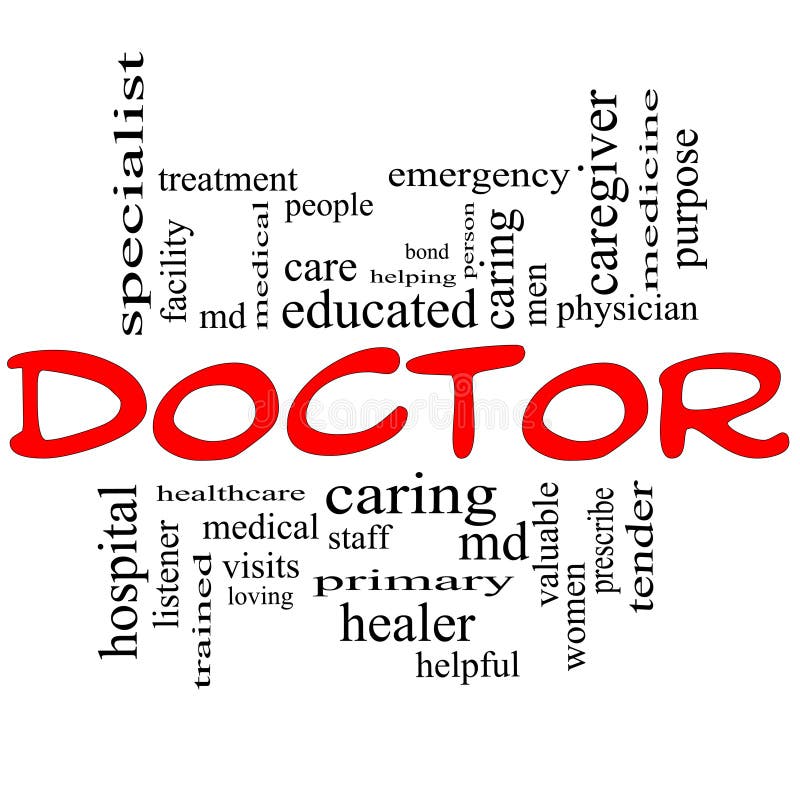 Docteur Word Cloud Concept en rouge et le noir illustration de vecteur Docteur Word Cloud Concept en rouge et le noir illustration de vecteur