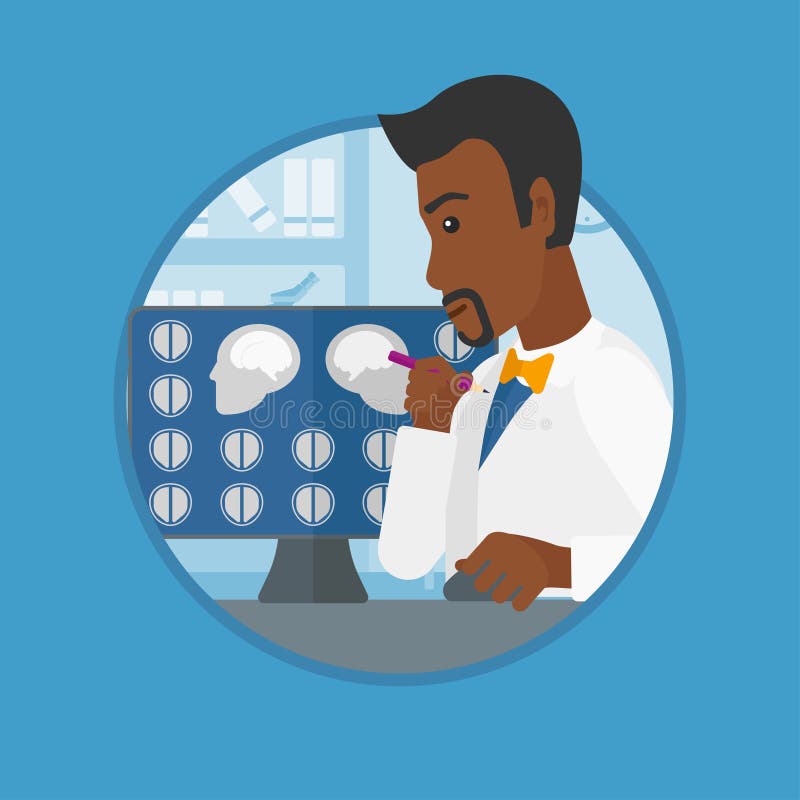 Doctor analyzing MRI scan vector illustration. royalty free illustration Doctor analyzing MRI scan vector illustration. royalty free illustration
