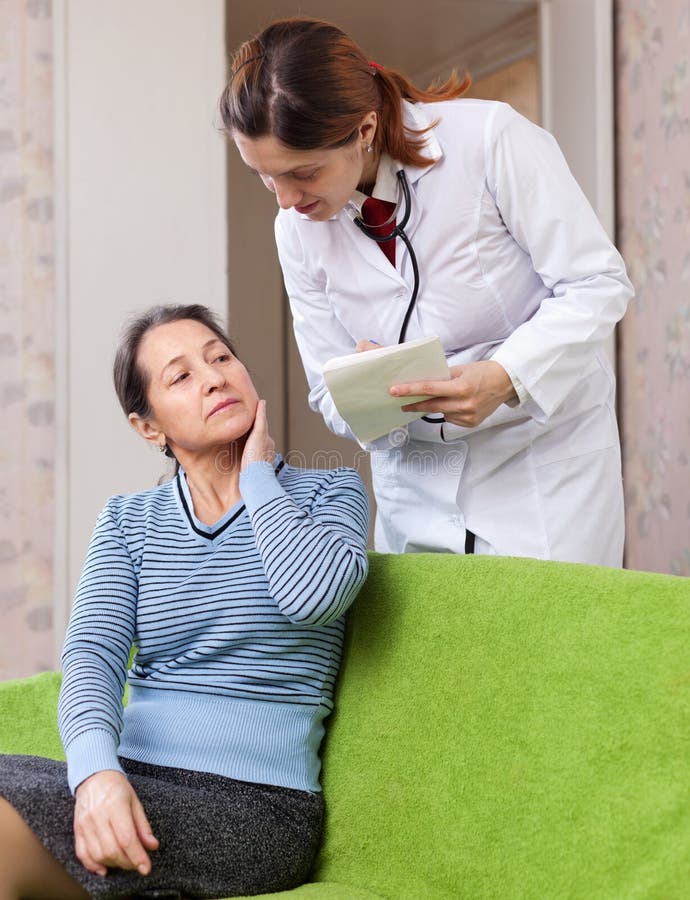 Doctor Asks Sick Mature Patient Feels Stock Image Image Of Nurse Mature 46272803