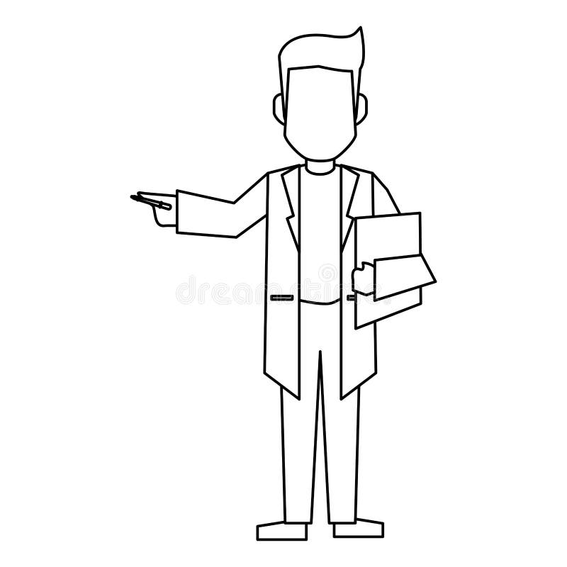 Doctor avatar concept black and white vector illustration