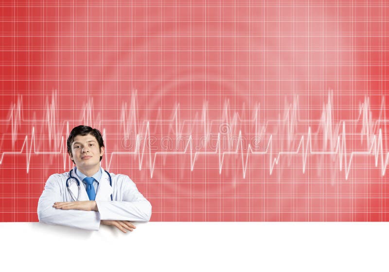 Doctor with banner royalty free stock photography