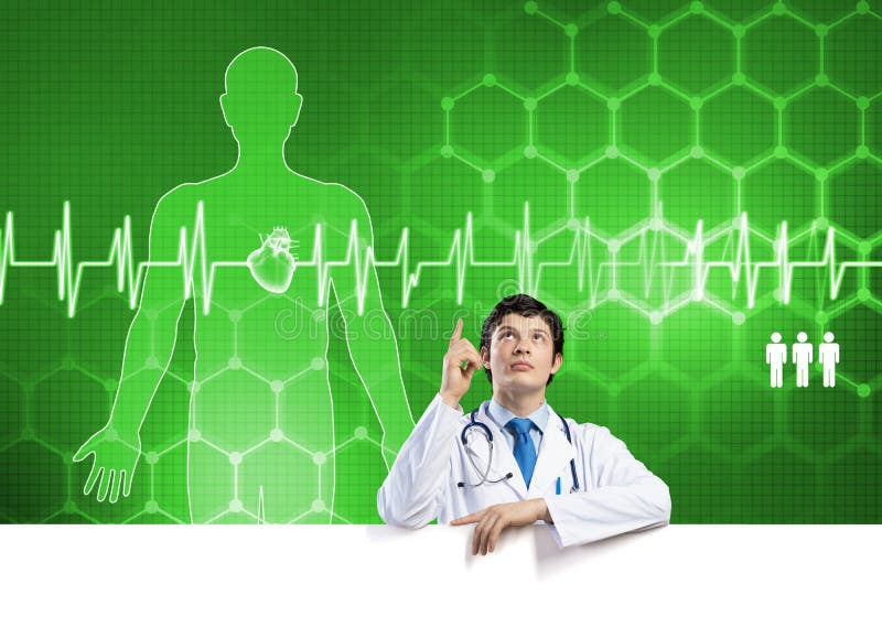 Doctor with banner stock illustration