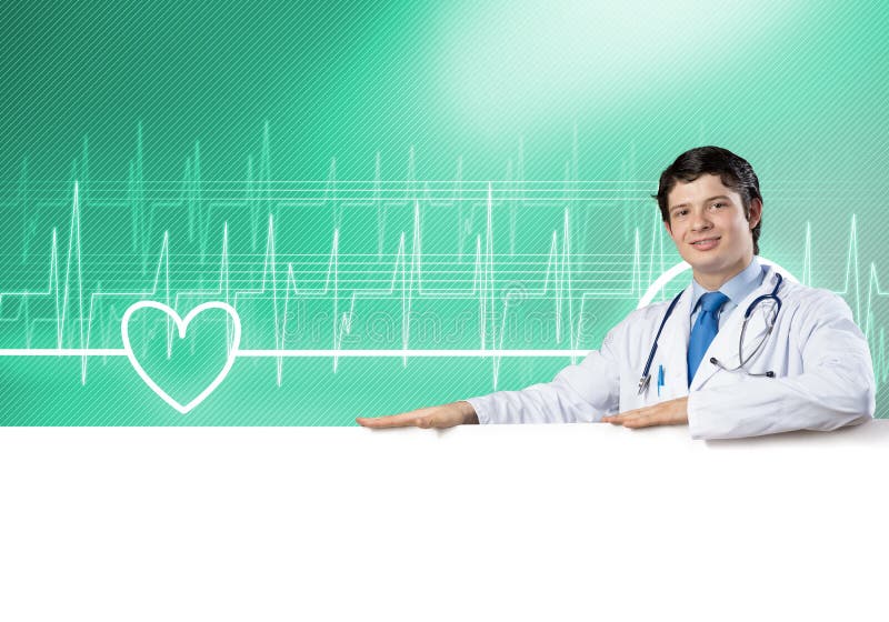 Doctor with banner stock photos