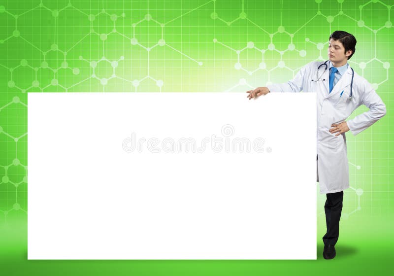Doctor with banner stock image