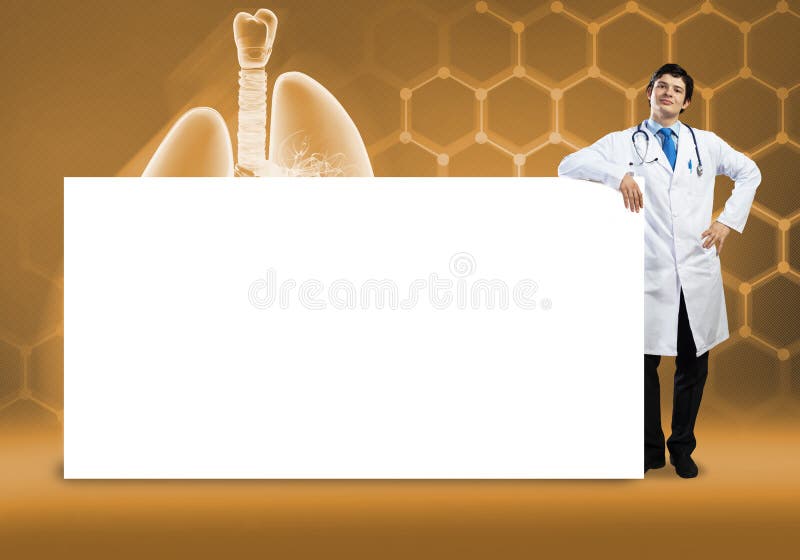 Doctor with banner royalty free illustration