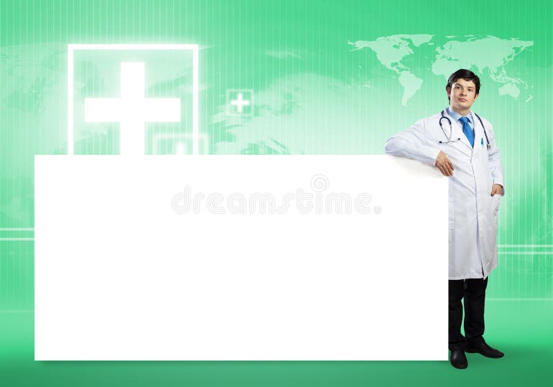 Doctor with banner stock photos