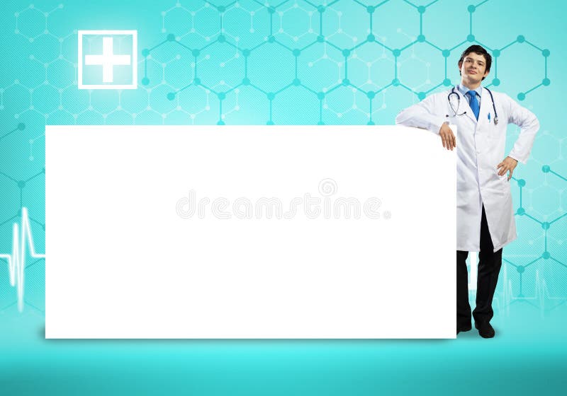 Doctor with banner royalty free stock images