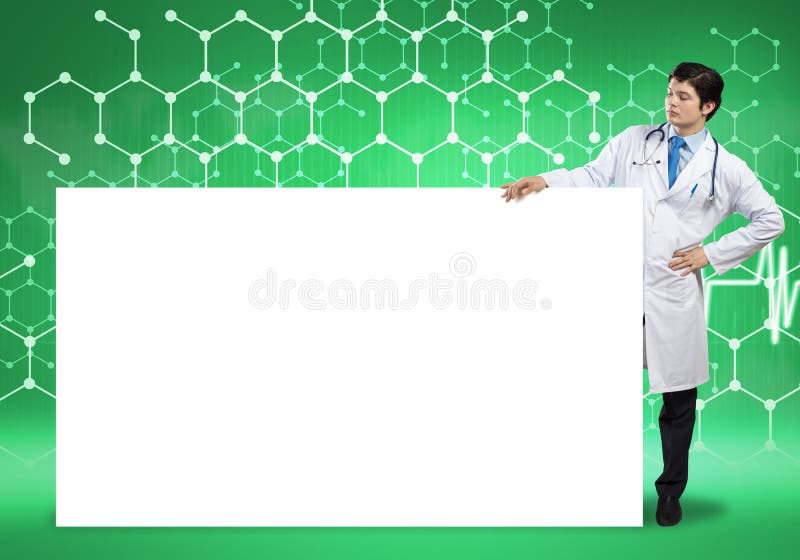 Doctor with banner stock image