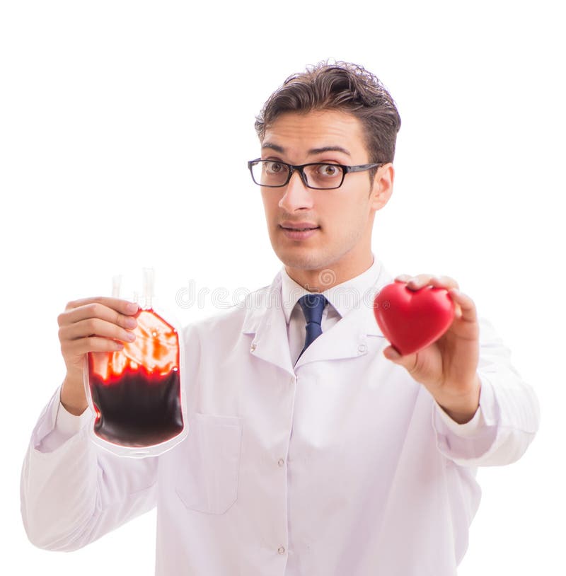 Doctor in Blood Donation Concept Isolated on White Stock Photo Image of human, cardiologist