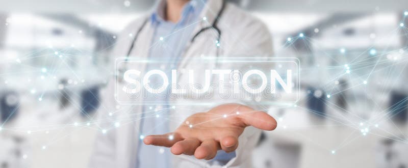 Doctor using modern digital solution interface 3D rendering royalty free illustration Doctor using modern digital solution interface 3D rendering royalty free illustration