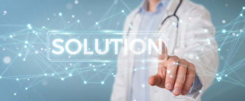 Doctor using modern digital solution interface 3D rendering royalty free illustration Doctor using modern digital solution interface 3D rendering royalty free illustration