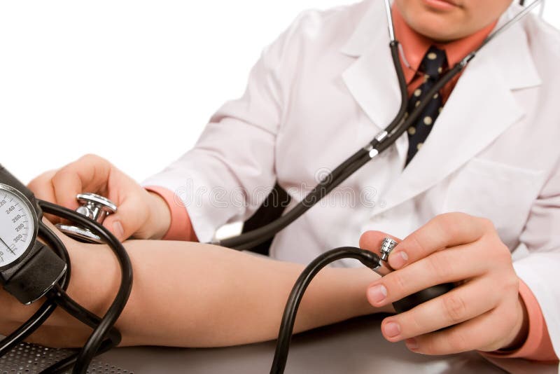 Doctor checking blood pressure royalty free stock photo