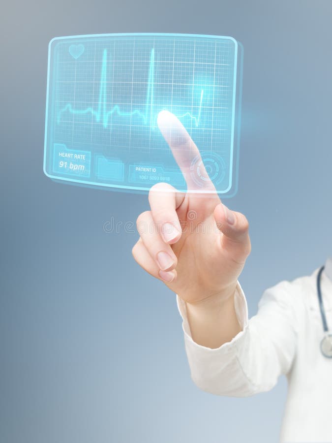 Doctor checking futuristic ECG royalty free stock photography