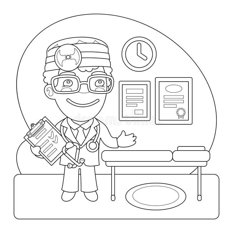 Download Doctor Coloring Page stock vector. Illustration of consultation - 199661829