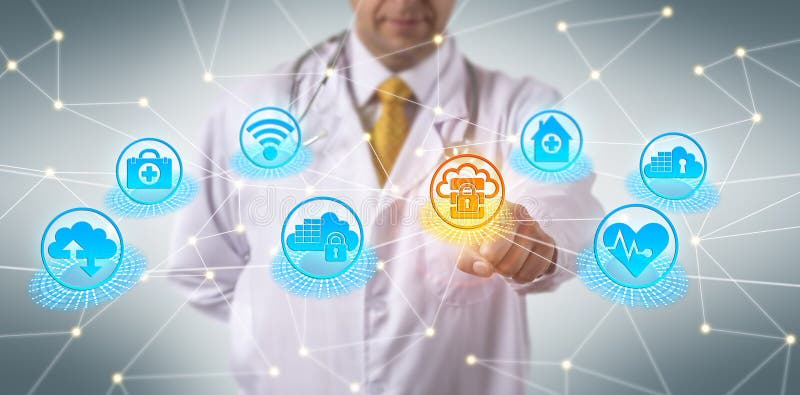 Doctor Complying with Cloud Security Regulations Stock Image Image of