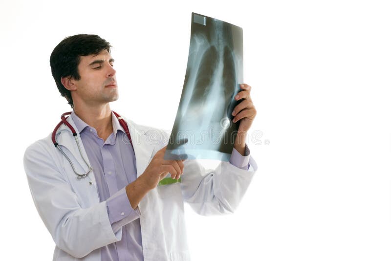Doctor evaluating a patient's chest x-ray. Doctor evaluating a patient's chest x-ray.