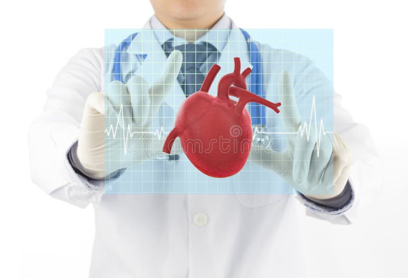 Doctor check heart on monitor , cardiology symptoms , 3D concept. Doctor check heart on monitor , cardiology symptoms , 3D concept