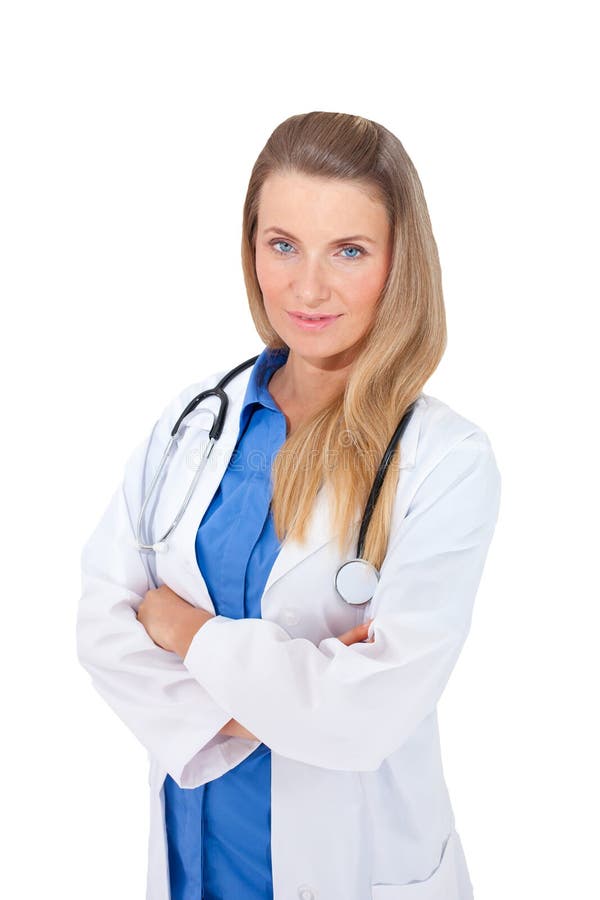 Doctor de sexo femenino sonriente confiado con el estetoscopio imagenes de archivo Doctor de sexo femenino sonriente confiado con el estetoscopio imagenes de archivo