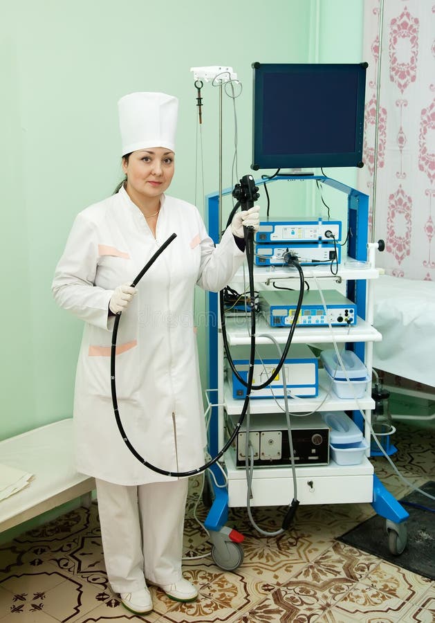 Doctor with Endoscope in Clinic Stock Photo Image of examination