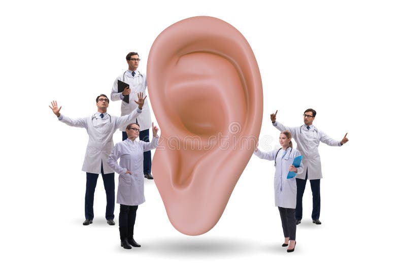 Doctor Examining Giant Ear in Medical Concept Stock Photo Image of