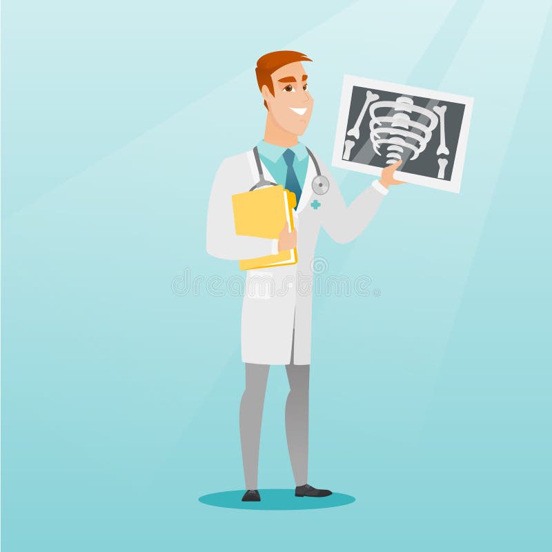 Doctor examining a radiograph vector illustration.