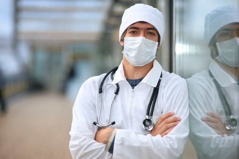 Portrait of doctor in face mask. Portrait of doctor in face mask