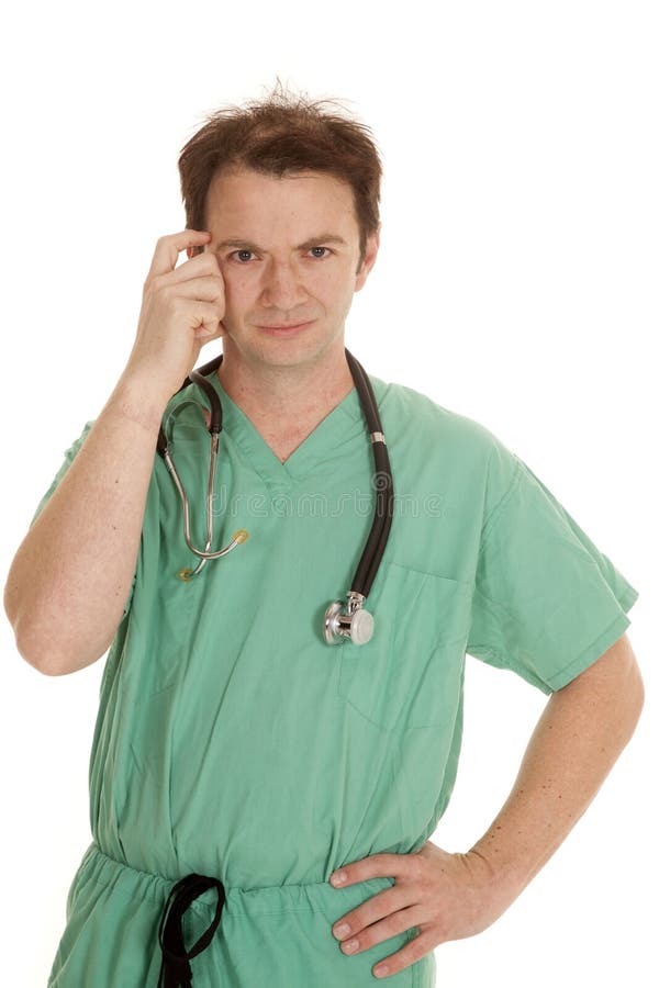 Doctor green scrubs think looking