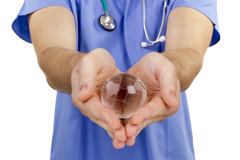 Doctor hand globe