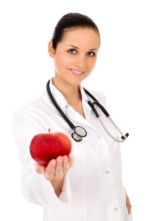 Doctor holding apple