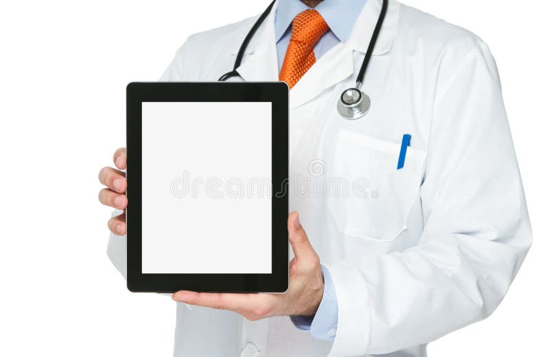 Doctor holding blank digital tablet