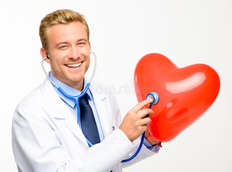 Doctor Holding Heart on White Background Stock Photo Image of